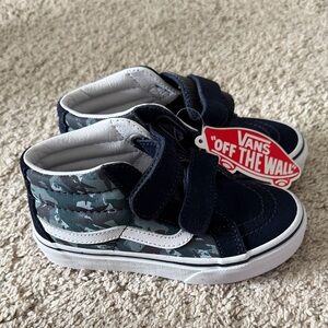 Vans Kids Navy and Camouflage High-Top Sneakers